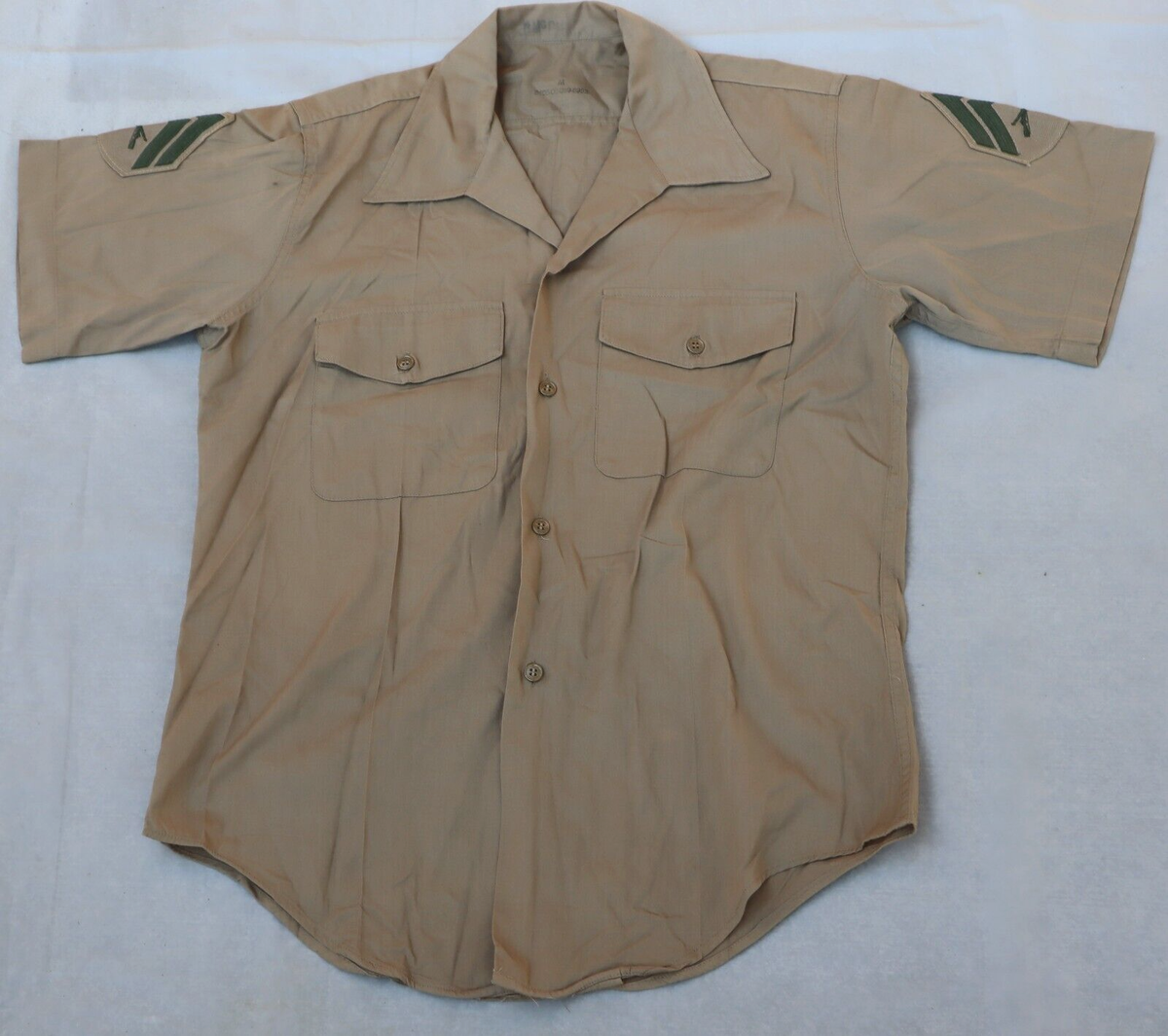 Vintage Military short sleeve shirt cotton polyester khaki 2115