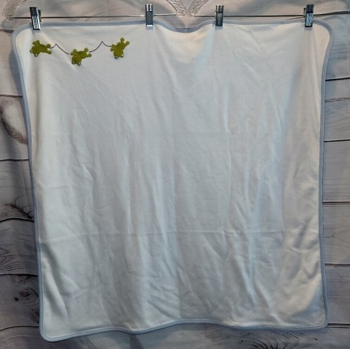 NEW 2007 '08 Gymboree Cotton Receiving Blanket Green Blue Frogs Rainy Day Fun - Picture 7 of 12