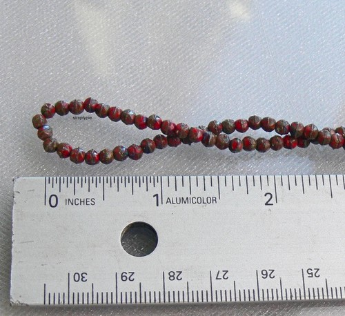 Red Picasso English-Cut Czech 3mm 50 Glass Beads - Imagen 3 de 3