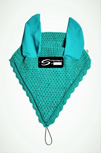 EQUESTRIAN HORSE EAR NET FLY VEIL CROCHET BONNET MASK TIE DOWN HOOD WITH PIPING - Picture 6 of 30