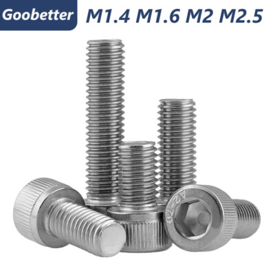 Socket Cap Head Screw Hex Allen Bolt A2 Stainless Steel DIN912 M1.2 M1.4 M2 M2.5