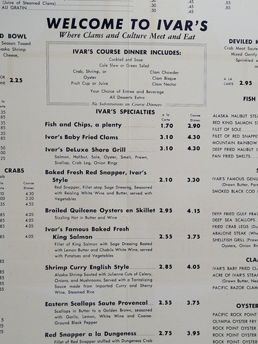 Vintage Ivar's The Captain's Table Large Menu Seattle Washington Restaurant - Picture 12 of 20