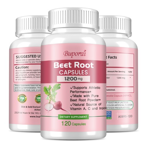 Bio Rote Beete Kapseln 1200mg - Stickoxid Booster Superfood Rote Beete