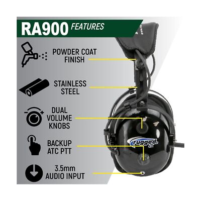 Rugged Air RA900 General Aviation Pilot Headset WITHOUT PC Adapter (in - Foto 3