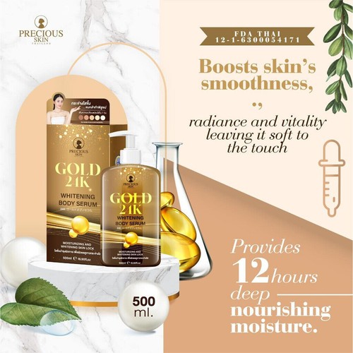 Gold 24K Whitening Body Serum Brighten Smoothen Moisturizing Soft Skin 500mlX2 - Picture 3 of 9