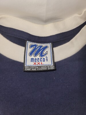mecca USA 長袖シャツ XL Vintage Mecca Tech USA Silver Striped #8 Long Sleeve Polo