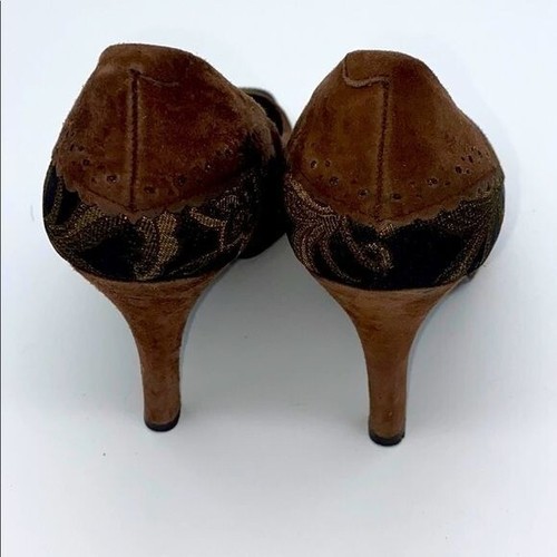 Bandolino Womens Peep Toe High Heels Suede & Brocade Size 6 M - Picture 5 of 6