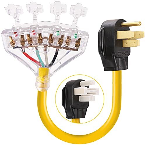 50 Amp to 110V 20 Amp RV Adapter Cord 4 Prong NEMA 14-50P Male Plug to 4X - Picture 1 of 7