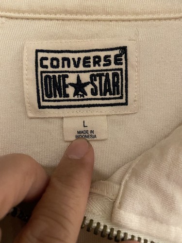 Converse One Star Full Front Zip Sweatshirt Jacket White Boys SZ L 15-17 EUC - Picture 5 of 10