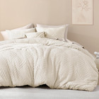 King Size Comforter Set Beige, 3 Pieces Cream Tufted Boho Farmhouse Bedding Comf