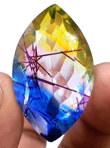 103.35 CT Marquise Cut BI Color Rutilated Quartz EGL Certified Loose Gems 5JRW - Picture 4 of 7