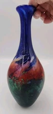 2012 Jim Downey Prairie Fire Glass Hand Blown Wall Pocket BEAUTIFUL 10 1/2" T 