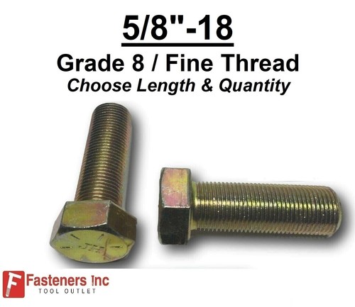 5/8-18 Hex Bolt Yellow Zinc Grade 8 Cap Screw Fine Thread (Choose Size & Qty) - 第 11/31 張圖片