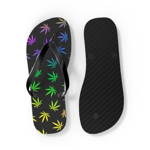 WAVES And SUN Co Sandals Pot Leaf - Flip Flops -Slides Summer Beach BRAND NEW - Picture 7 of 13