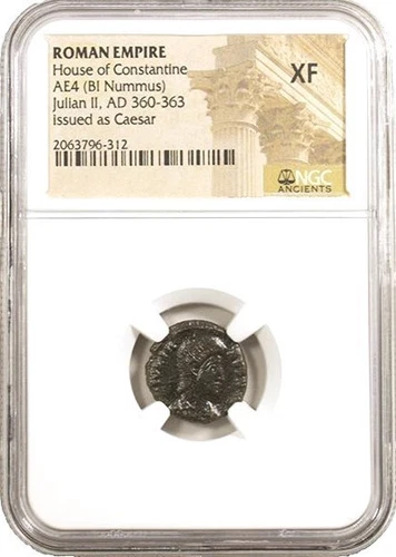 A-DS10 - Roman Empire AE4 of Emperor Julian II (AD 360-363) Nummus NGC XF Coin