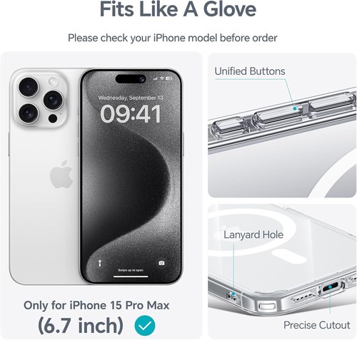 For iPhone 15 Pro Max Case Clear Compatible with Military Grade Drop Protection - Picture 6 of 7