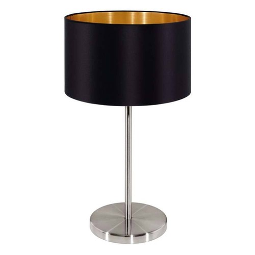 Eglo Tavolo Maserlo Nero Nichel Oro Tessuto Ø23cm Max. 60W E27 Interruttore - Foto 2 di 6