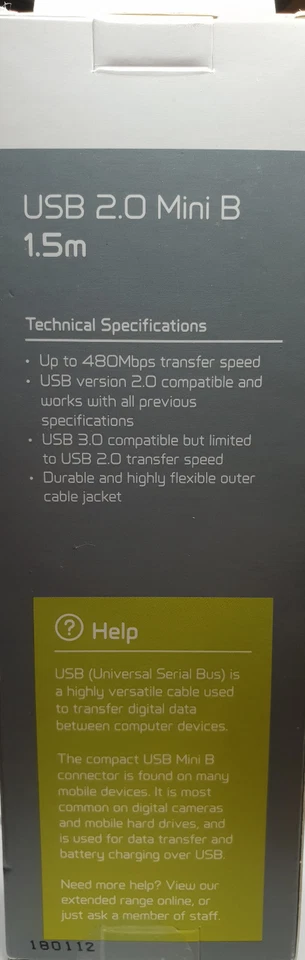 Maplin USB 2.0 A to Mini B 1.5m - New in Box - Image 2 of 2