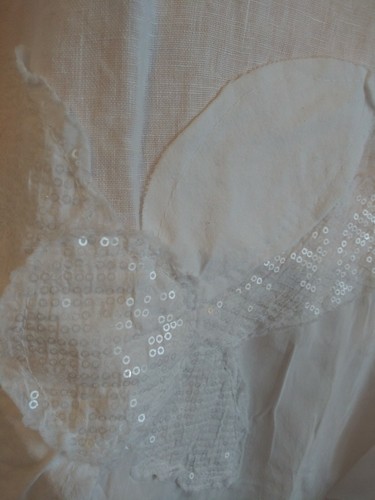 KAKTUS Art to Wear Gr. Medium Strick Tunika Top weiß Boho Chic Knopfleiste Blume - Bild 3 von 10