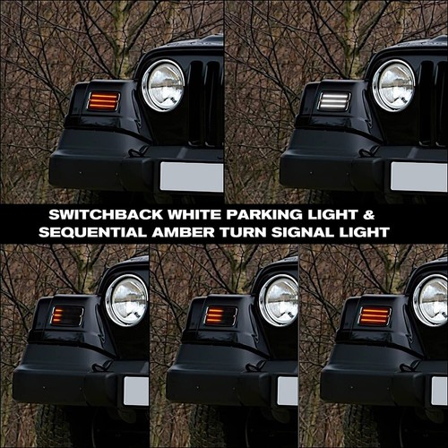 For 1997-2006 Jeep Wrangler TJ Smoke LED Side Marker Lights Bumper Running Lamp - Picture 3 of 12