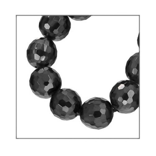 12 Cubic Zirconia Faceted Round Beads 6mm Black #64014 - Picture 1 of 2