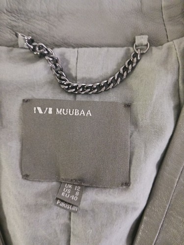 Muubaa Shaula Leather Stone Blaxer suit Jacket Eur 40 Grey Blazer Size 8 US - Picture 3 of 6