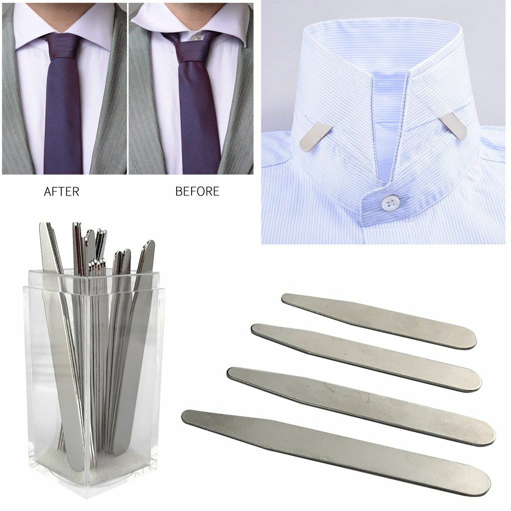 100 Plastic Collar Stays for Men's Dress Shirts - Shirt Collar Inserts 4  Size