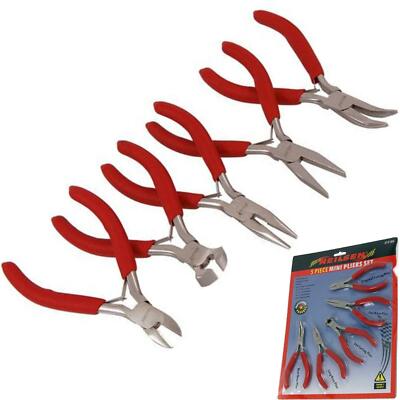 Neilsen 5-teiliges Schmuck Mini Zange extra lange gebogene Nase Seitenende Schneider Werkzeug Set