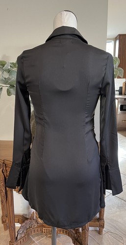 Prinzessin Polly Damen 2 Bodeni schwarz Langarm Wickeloptik vorne Minikleid #L - Bild 4 von 7