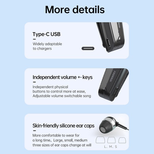 Mini Retractable Bluetooth 5.3 Vibrating Headset Earphone Business FineBlue F520 - Picture 11 of 17