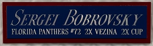 SERGEI BOBROVSKY FLORIDA PANTHERS NAMENSSCHILD FÜR IHR HANDSIGNIERTES signed TRIKOT