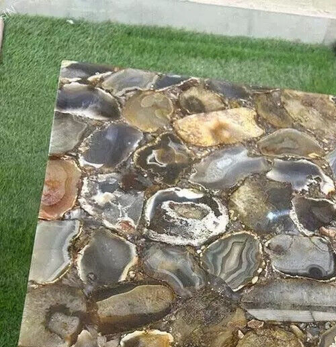 Mesa de sofá centro de comedor de piedra de ágata de 36"x24" hecha a mano Morden decoración de muebles para el hogar - Imagen 2 de 9