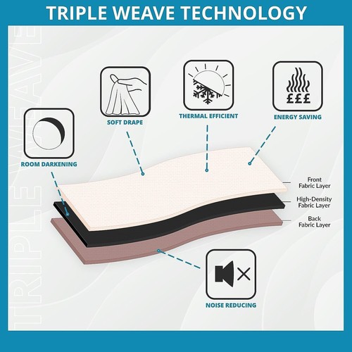 MATRIX PLAIN THERMAL WOVEN BLOCK OUT LINED CURTAINS 3" PENCIL PLEAT TAPE TOP - Picture 5 of 48