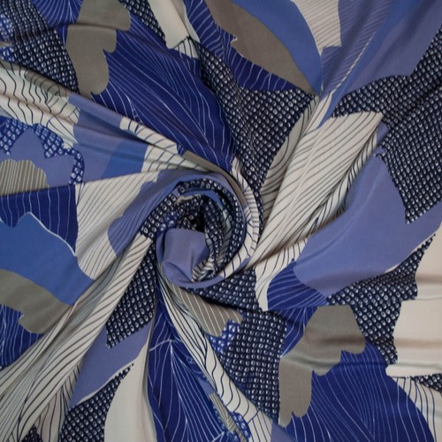 Max Mara mulberry crepe silk fabric Abstract Blue Price is for 1m. Defect - Picture 4 of 11
