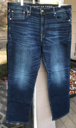 Pantalones de mezclilla para hombre American Eagle 38x34 relajados rectos azules Airflex + nuevos E9