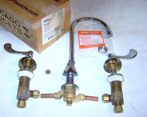 CHICAGO FAUCETS 786-SWECP NOS DECK MT 8" C/C CONCEALED HOT & COLD SWING FAUCET - Picture 1 of 12