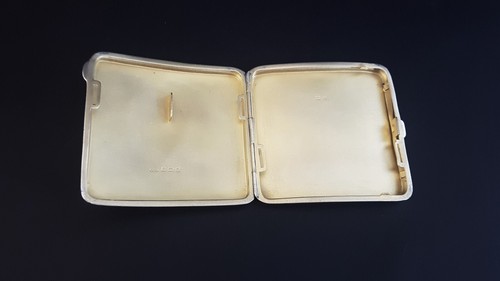 Good Heavy Art Nouveau/Deco Post WWI HM 1924 Sterling Silver Cigarette Case 126g - Picture 10 of 16