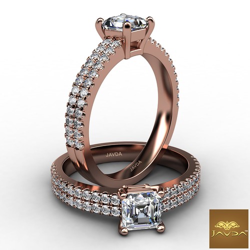 Asscher Diamond French Pave Setting Engagement Ring GIA Certified G VS2 1.23Ctw - Picture 9 of 12