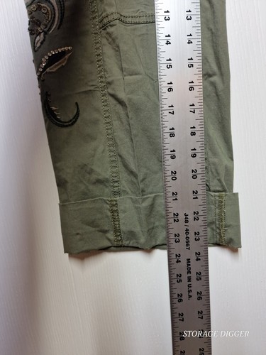 NWT Style & Co. Premium Women’s Olive Capri Pants Embellished Embroidered Size 4 - Picture 12 of 19