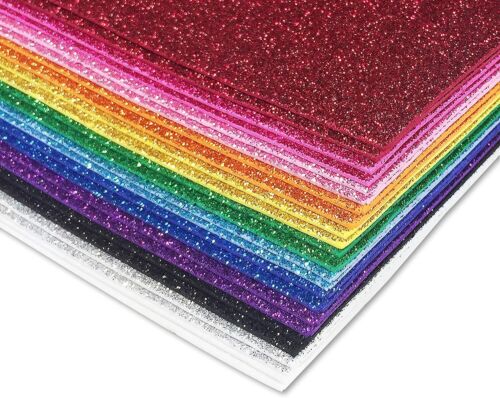 36 Pack Glitter Foam Sheets, 9 x 12 Inch, Assorted 12 Colors, for Arts and Cr... - Picture 2 of 2