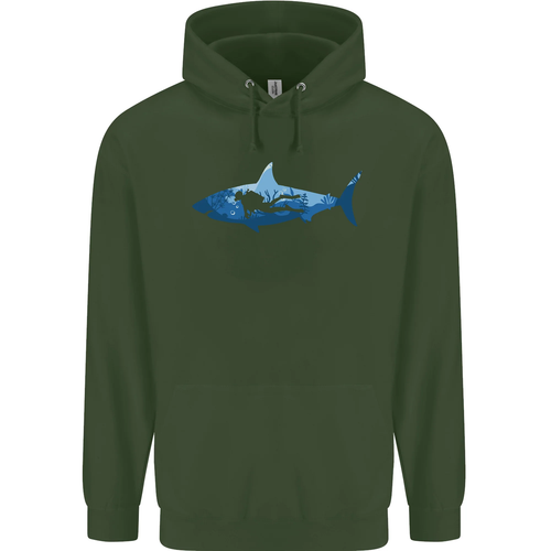 Great White Shark Scuba Diver Diving Childrens Kids Hoodie - Picture 52 of 84