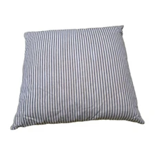 VINTAGE FEATHER PILLOW 19" X 21" X 5" BLUE WHITE STRIPE TICKING WASHED 2.7 LB 