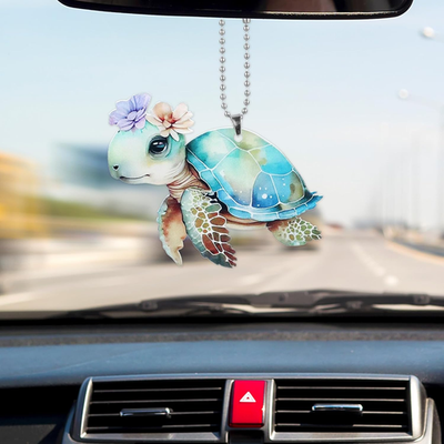 #ad Turtle Rear View Mirror Accessories Sea Turtle Car Decoration Multi Color Acryl $12.01