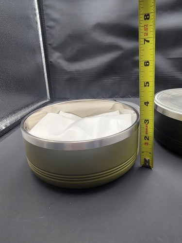 2 Polar Camel 1&1/4 Qt Serving Bowls W/ Lid Stainless Steel 1 Black 1 Green Bowl - Picture 10 of 11