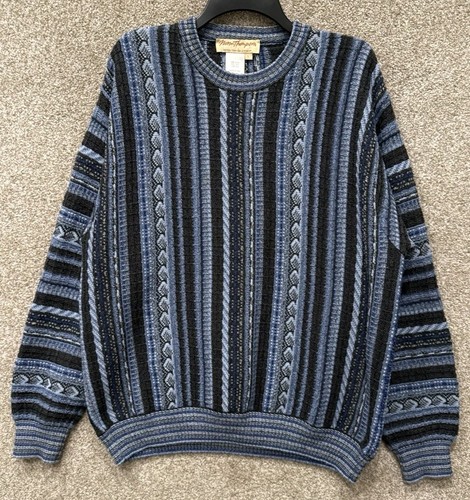 Vintage Norm Thompson Italy Mens Large Knit Cosby Coogi Style Crewneck Sweater - Picture 8 of 12