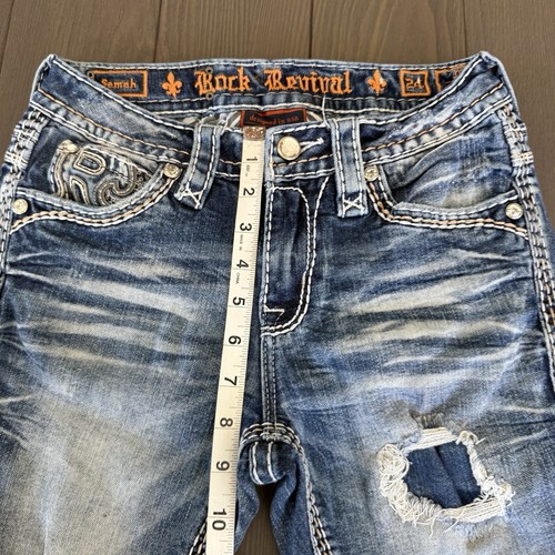 Rock Revival Jeans donna stivaletto vita media 24x30 blu impreziosito denim elasticizzato LEGGI - Foto 15 di 23