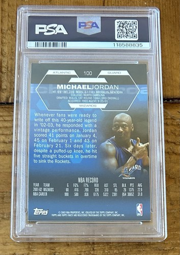Michael Jordan 2002 Finest PSA 7 #100 NBA Bulls NM - Picture 2 of 2