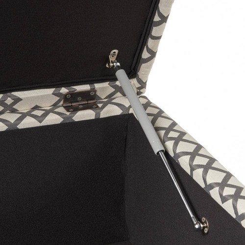Noble House Achilles Grey Geometric Patterned Fabric Storage Ottoman - Picture 9 of 11