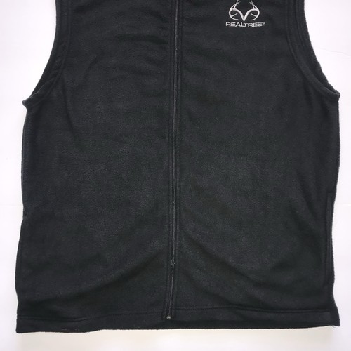 REAL TREE Vest Men’s Large Black Full Zip Fleece Sweater Vest Logo Embroidered - Picture 4 of 12