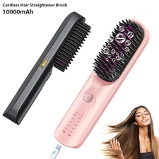 Cordless Hair Straightener Brush 10000mAh Wireless Comb 6 Modes Fast Heating